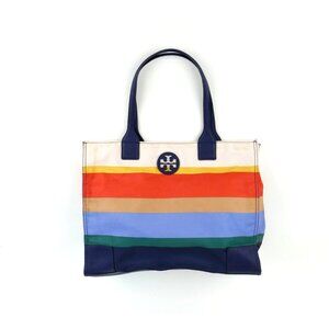 Tory Burch Striped Foldable Nylon Tote